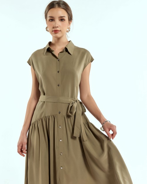 SIXDO Woven Flared Dress for Women